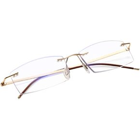 LUFF Lightweight Reading Glasses for Women Men Blue Light Blocking Computer Reader Stylish Rimless Eyeglasses