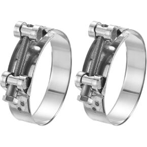 uxcell 2Pcs T-Bolt Hose Clamp Working Range 17-19mm 304 Stainless Steel Intake Intercooler Clamps Adjustable Tube Clamps for Tubes Pipes