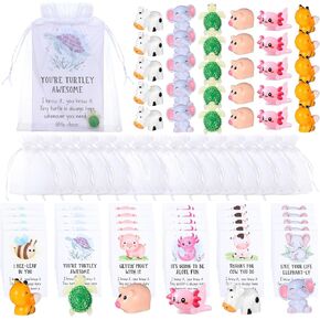 Yeaqee 90 Pcs Mixed Animal Thank You Gift Set, Includes Resin Toys, Thank You Cards, and Bags, Ideal for Employee Appreciation, Graduation, Birthday, Christmas, Wedding