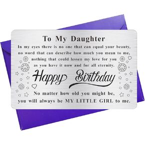 Daughter Birthday Card, Daughter Bday Gift, Engraved Wallet Card