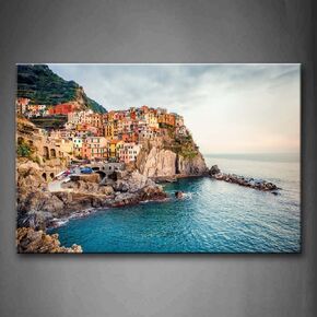 Italy Cinque Terre Wall Art Manarola Sea Mediterranean Wall Art Amalfi Coast Painting Pictures Print On Canvas City The Picture for Home Modern Decoration