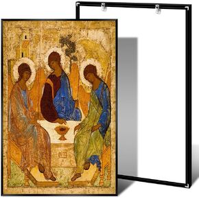 The Holy Trinity By Andrei Rublev Print Poster Vintage Painting Canvas Prints Wall Art Painting Posters and Prints Wall Decor Cuadros Home (8x10inch,Aluminum Frame Black)