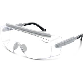 UKNOW Safety Goggles Over Glasses, Safety Glasses Anti Fog Wraparound Eye Protection, Protective Eyewear ANSI Z87.1