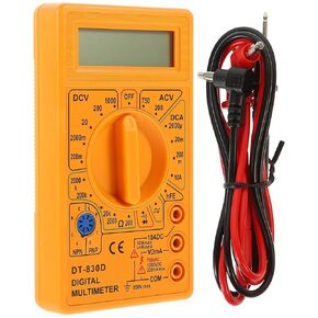 TEHAUX Voltage Tester, Digital Multimeter with Buzzer Protective Orange Shell Output Voltage Ampere Ohm Tester Probe DC AC LCD Overload Multimeter Tester, Easy Use
