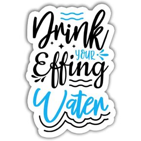 3 Pcs - Drink Your Effing Water Funny Sarcastic Sarcasm Drink Water Dehydrated Bitch Gift Sticker - Laptop Water Bottle Tumbler Car Truck Bumper Helmet Phone Wall Window Sticker 3"x4"