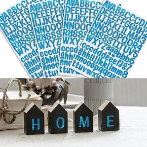 504pcs Laser Shiny Letter Number Alphabet Vinyl Stickers Alphanumeric Crystal Set Decal Waterproof Self Adhesive Decoration DIY for Art Craft Class Daycare Party Gift Mailbox Laptop Wall (Blue)