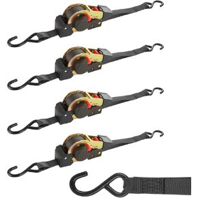 2 Pack 2 Inch Retractable Ratchet Straps Heavy Duty 15ft Self Retracting Tie Down Straps with S Hook, 3310 LBS Break Strength, AutoRetract Ratchet Straps for Motorcycle, Kayak, ATVs, Boats