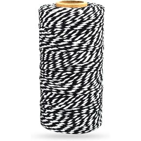 Bakers Twine Black and White, LaZimnInc Cotton Twine Packing String for Gardening, Decoration, Tying Cake and Pastry Boxes, Silverware, DIY Crafts & Gift Wrapping, Art and Crafts (2 mm/328Feet)