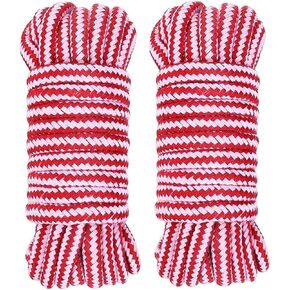 2Pack 10 M/33 Feet 6 MM All Purpose Rope Soft Cotton Rope Cord Thick Cotton Twisted Cord (Pink+Red)
