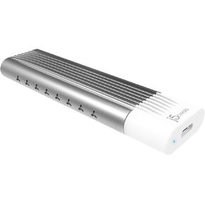 j5create USB-C to M.2 NVMe SSD Enclosure - SuperSpeed+ 10Gbps USB 3.1 Gen 2 Type C [Thunderbolt 3 Compatible] to NVME PCIe M-Key Adapter - Supports 2230 2242 2260 2280 M.2 SSD - 12" Cable Included