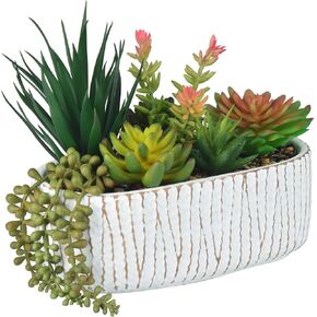 Fake House Plants Artificial - 8.7" Assorted Faux Succulents in Pots for Office Desk Decor and Bathroom Plants Decor - Small Shelf Decor and Cute Fake Plants for Room Kitchen