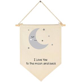 I Love You to the Moon-Flag Sign Gifts for Baby Newborn Boys Girls Kids-Banner Wall Decor Gifts for Nursery Bedroom Playroom Front Door-Baby Gift Shower-New Home Gift-Birthday Christmas Gift