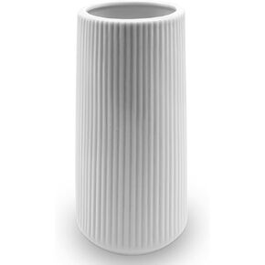 Ceramic Vase,Flower Vase Ceramic Vase for Flowers, Decorative White Vase for Pampas Grass, Small Vase for Home Living Room Dining Table Farmhouse Office Decor (White)