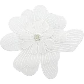 Dainty Fabric Flower Large Brooch Pin for Women Girls Fashion Organza Beaded Corsage Boutonniere Brooches Lapel Pins Delicate Wedding Birthday Holiday Dress Accessories Jewelry Gift