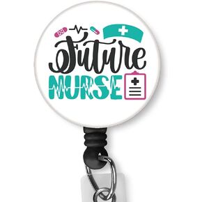 Future Nurse Badge Clip Badge Holders Card Holders Nurse Badge Reel Retractable ID Name Reels Alligator Clip Nylon Cord Doctor lanyard