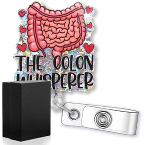 The Colon Whisperer Funny Glitter Colon Badge Reel, Retractable Badge Holder for Proctologist Gastroenterologist Doctor Gastro Nurse, Proctology Gift, Gastroenterology Gifts, GI Gifts