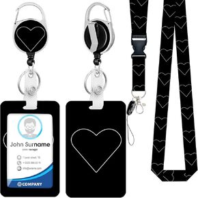 ID Badge Holder with Lanyard and Retractable Badge Reel Clip, Card Name Tag Lanyard Vertical ID Protector Bage Clips for Nurse Nursing Doctor Teacher Student (Strawberry)