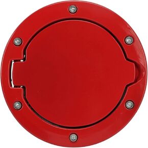 Fuel Filler Door Cover, Fuel Tank Cap Red Gas Cap Cover with Red Powder Coating Replacement for Wrangler JK JKU Sport Rubicon Sahara Unlimited 2017to 2018