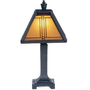 Dollhouse Miniature Craftsman Tiffany Lamp in Dark Bronze
