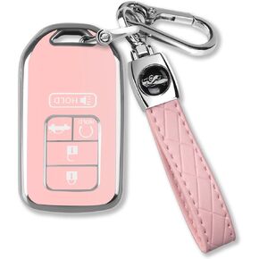 for Honda Key Fob Cover with Keychain, Car Key Case Shell Protector for Honda Accord | Civic | Pilot | CRV Passport Insight EX Fit Odyssey | 2015-2021 | 5 Buttons Smart Remote Control, Black