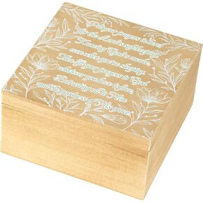 Dicksons Put Your Prayers In Here Natural Woodgrain 9.38 x 9.38 Wood Rustic Keepsake Box With Photo Holder