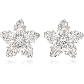BriLove Stunning Gorgeous Rhinestone Marquise Simulated Pearl Floral Star-Shaped Stud Earrings for Women Summer Refreshing Seaside Idyllic Holiday