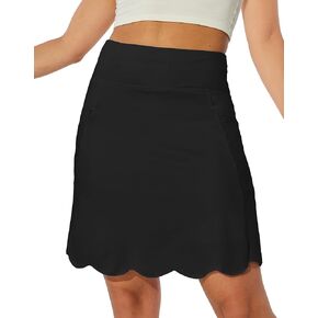 M MOTEEPI 20" Scalloped Hem Golf Skirts for Women with Zipper Pockets Womens Skort Tummy Control