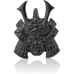 Samurai Metal Car Sticker, Japanese Style Hannya Decal, Demon with Helmet Emblem, Devil Death Skull Zinc Alloy Skull Cool Badge for Automotive, Truck, Motorcycle (Type B - Black)
