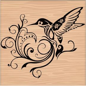 CRASPIRE Wooden Resin Stamp Hummingbird Decorative Wood Stamps Vintage Wood Mounted Stamps for Card Making DIY Art Crafts Scrapbooking Journal Diary Letter Planner