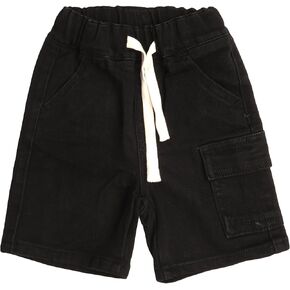 KIDSCOOL SPACE Kids' Denim Shorts,Ribbed Elastic Waist with String Summer Jeans Half Cargo Jeans
