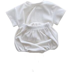Summer Fun Toddler Kid T-Shirt & Shorts Set Neutral Colors Sizes 6M-4T Lightweight and Breathable Baby Girls and Boys Clothes