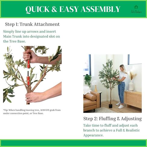 Arti Botani 6FT Artificial Olive Tree - Realistic Faux Silk Indoor Plant with Lifelike Olives, Sturdy Natural Wood Trunk - Perfect for Home & Office Decor - Includes Free Beginner's Guide eBook in Saudi Arabia