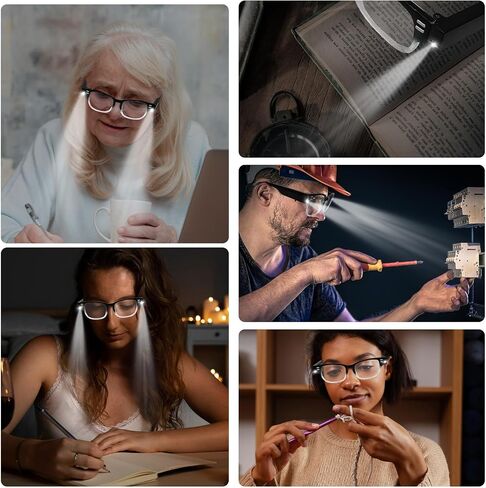 Reading Glasses with Lights Magnifying Glasses with Light Bright LED Readers Lighted Reading Glasses Blue Light Blocking Eyeglasses for Men/Women Lighted Magnifier Nighttime Lighted Eye Glasses+250 in Saudi Arabia