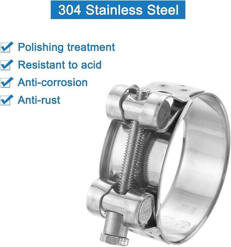uxcell 2Pcs T-Bolt Hose Clamp Working Range 17-19mm 304 Stainless Steel Intake Intercooler Clamps Adjustable Tube Clamps for Tubes Pipes in Saudi Arabia