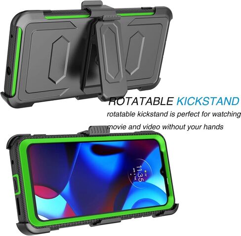 Tekcoo for Moto G Pure Case/for Motorola Moto G Pure 2021 Holster Clip, [Tshell] Shock Absorbing [Built-in Screen] [Kickstand Locking Belt] Secure Swivel Defender Full Body Carrying Covers Black in Saudi Arabia