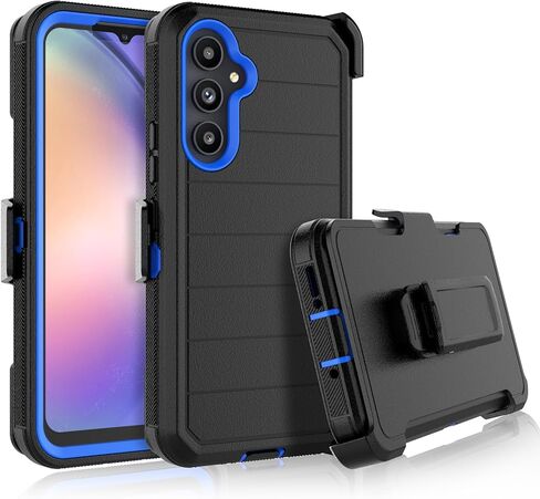 حافظة Njjex متينة لهاتف Samsung Galaxy A54 5G، حافظة لهاتف Galaxy A54 5G مع حافظة مشبك حزام، واقي شاشة مدمج عالي التحمل مقاوم للصدمات وغطاء هاتف صلب [برتقالي] in Kuwait