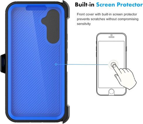 حافظة Njjex متينة لهاتف Samsung Galaxy A54 5G، حافظة لهاتف Galaxy A54 5G مع حافظة مشبك حزام، واقي شاشة مدمج عالي التحمل مقاوم للصدمات وغطاء هاتف صلب [برتقالي] in Kuwait