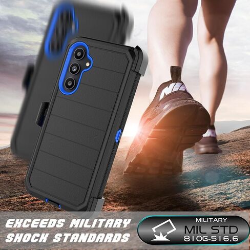 حافظة Njjex متينة لهاتف Samsung Galaxy A54 5G، حافظة لهاتف Galaxy A54 5G مع حافظة مشبك حزام، واقي شاشة مدمج عالي التحمل مقاوم للصدمات وغطاء هاتف صلب [برتقالي] in Kuwait