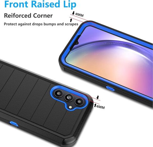 حافظة Njjex متينة لهاتف Samsung Galaxy A54 5G، حافظة لهاتف Galaxy A54 5G مع حافظة مشبك حزام، واقي شاشة مدمج عالي التحمل مقاوم للصدمات وغطاء هاتف صلب [برتقالي] in Kuwait