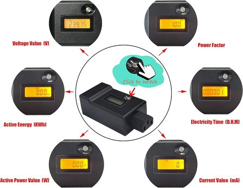 CERRXIAN C14 to C13 LED Electricity Power Consumption Energy Meter Voltage Amps Usage Monitor in Saudi Arabia