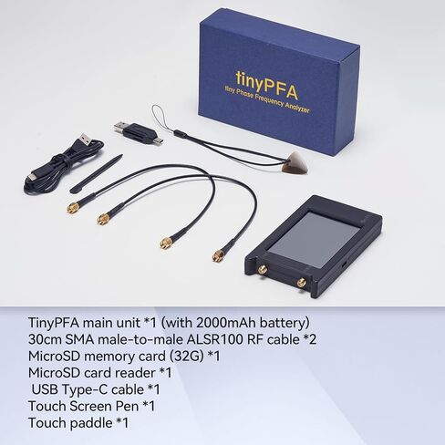 محلل تردد الطور SeeSii TinyPFA، شاشة لمس 4 بوصة 1 ميجاهرتز - 300 ميجاهرتز، جهاز اختبار تردد الطور المحمول مع بطاقة MicroSD، اختبار إشارات الإدخال لمصدر المذبذب/الساعة لأجهزة NanoVNA-H4 in Kuwait