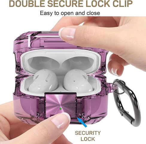 [Clear Case with Lock] for Samsung Earbuds Galaxy Buds FE (2023)/Buds 2 Pro(2022)/Buds 2(2021)/Buds Pro(2021)/Buds Live(2020) Case Cover with Lanyard and Keychain (Transparent Black) in Saudi Arabia