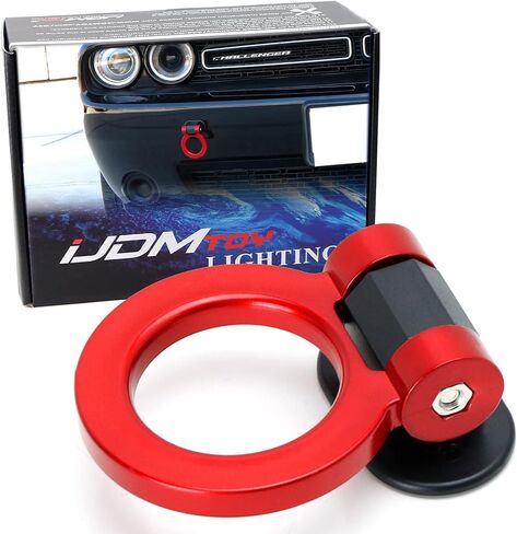 iJDMTOY Red Universal Ring Track Racing Style Tow Hook Aesthetic Decoration Kit Compatible With Any Car SUV Truck (Not Functional, Decorative Purpose ONLY) in Saudi Arabia