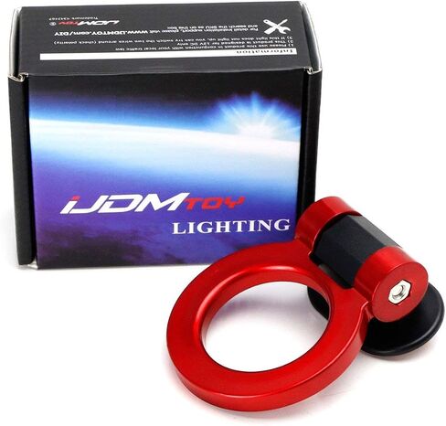 iJDMTOY Red Universal Ring Track Racing Style Tow Hook Aesthetic Decoration Kit Compatible With Any Car SUV Truck (Not Functional, Decorative Purpose ONLY) in Saudi Arabia