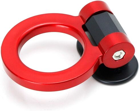iJDMTOY Red Universal Ring Track Racing Style Tow Hook Aesthetic Decoration Kit Compatible With Any Car SUV Truck (Not Functional, Decorative Purpose ONLY) in Saudi Arabia