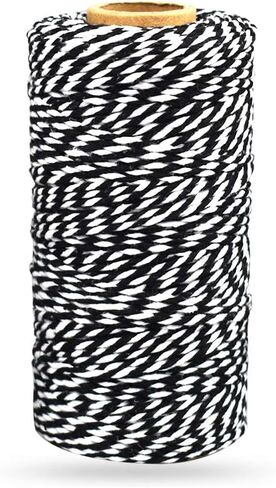 Bakers Twine Black and White, LaZimnInc Cotton Twine Packing String for Gardening, Decoration, Tying Cake and Pastry Boxes, Silverware, DIY Crafts & Gift Wrapping, Art and Crafts (2 mm/328Feet) in Saudi Arabia