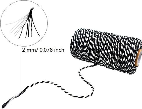 Bakers Twine Black and White, LaZimnInc Cotton Twine Packing String for Gardening, Decoration, Tying Cake and Pastry Boxes, Silverware, DIY Crafts & Gift Wrapping, Art and Crafts (2 mm/328Feet) in Saudi Arabia
