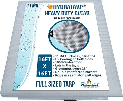 Watershed Innovations Heavy Duty Clear Greenhouse Tarp-10ft x 12ft; Premium Quality 10 mil with 3x3 Mesh Weave for Added Strength; UV Coated Protection for Outdoor Camping RV Truck and Trailers in Saudi Arabia