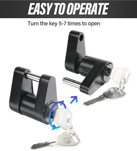 قفل مقرنة لسان المقطورة، دبوس قفل مقرنة لسان المقطورة، قطر 1/4 بوصة، امتداد 3/4 بوصة، أمان حماية كاملة لسحب قوة السحب، قفل وصلة المقطورة (أسود) in Kuwait