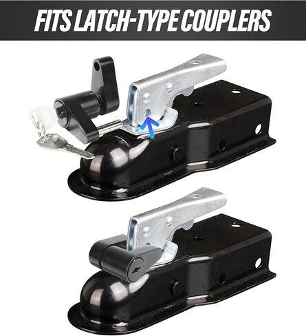 قفل مقرنة لسان المقطورة، دبوس قفل مقرنة لسان المقطورة، قطر 1/4 بوصة، امتداد 3/4 بوصة، أمان حماية كاملة لسحب قوة السحب، قفل وصلة المقطورة (أسود) in Kuwait